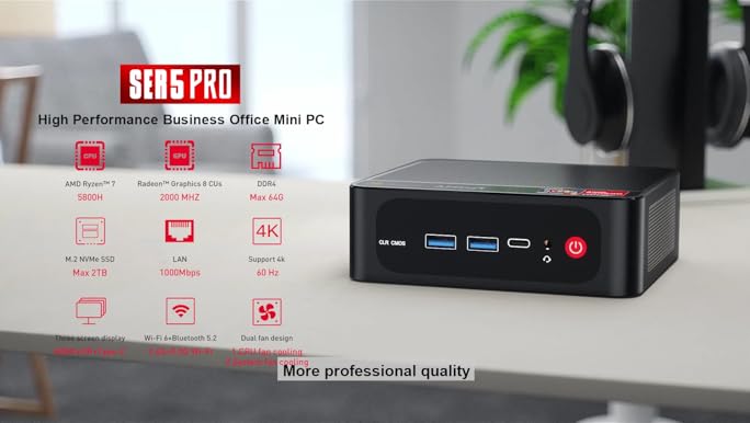 Amazon.com: Beelink Mini PC, AMD Ryzen 7 5800H (up to 4.4GHz